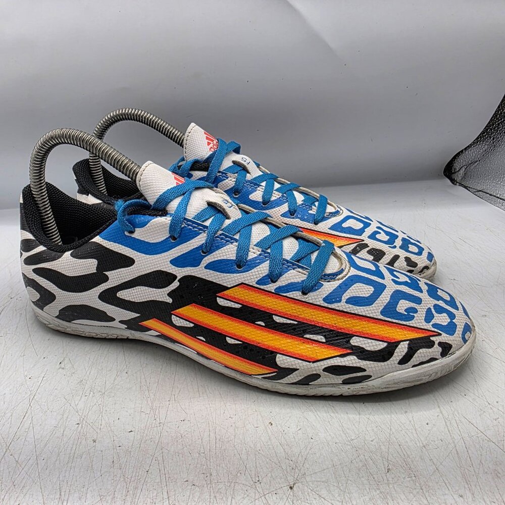 Adidas F5 In J Messi World Cup 2014 Edition Boys 5.5 White Blue Soccer Shoes